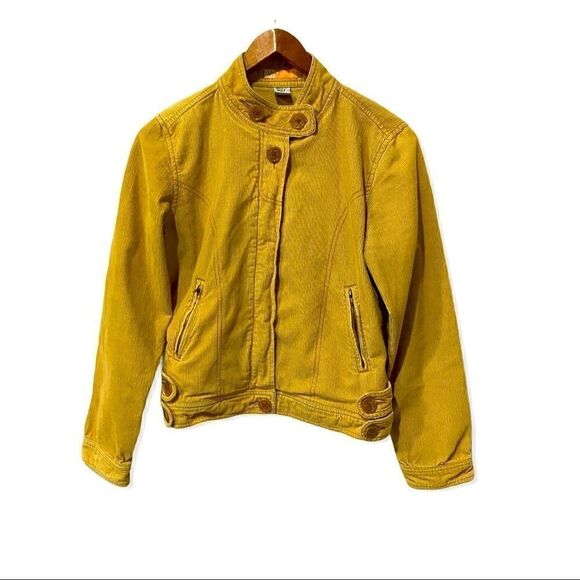Tulle Yellow Corduroy Cropped Trucker Jacket - Picture 3 of 10